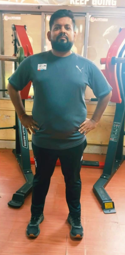 Rahul Sahu before weight loss transformation at A1 FITNESS Bhubaneswar gym